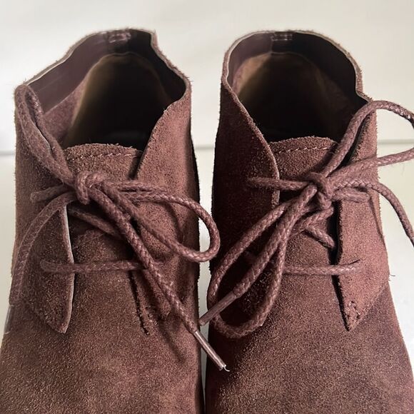 Cole Haan Brown Suede Wedge Heel Lace Up Booties Size 7.5 - Picture 12 of 14